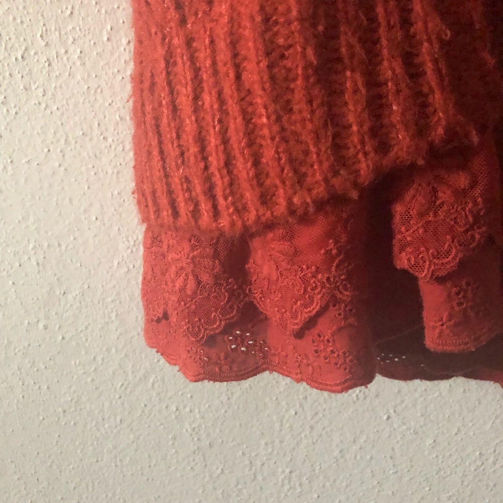 Rust with lace trim sweater